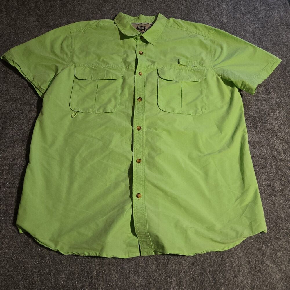 Tallwoods Elementwear Vented Fishing Shirt Mens XXL Tall Green Short Sleeve